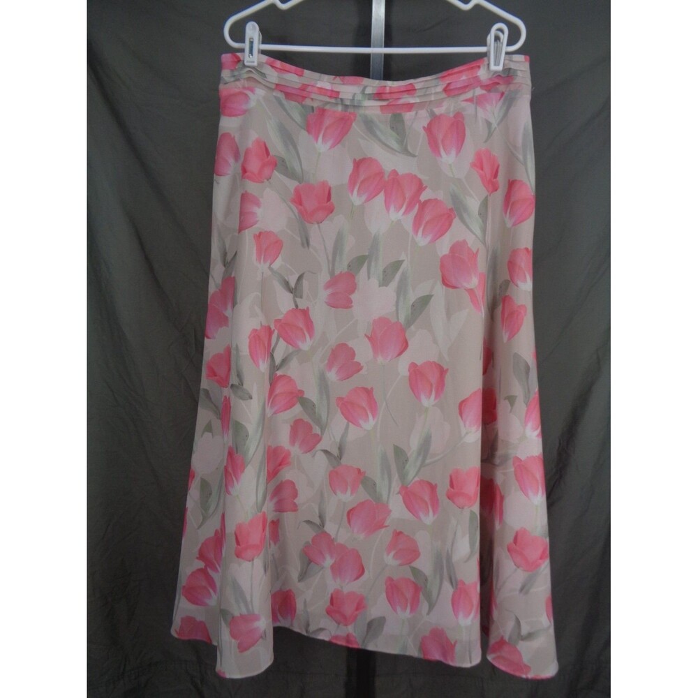 Long Tall Sally Floral Tulip Chiffon Maxi Skirt Size 12 Feminine Romantic
